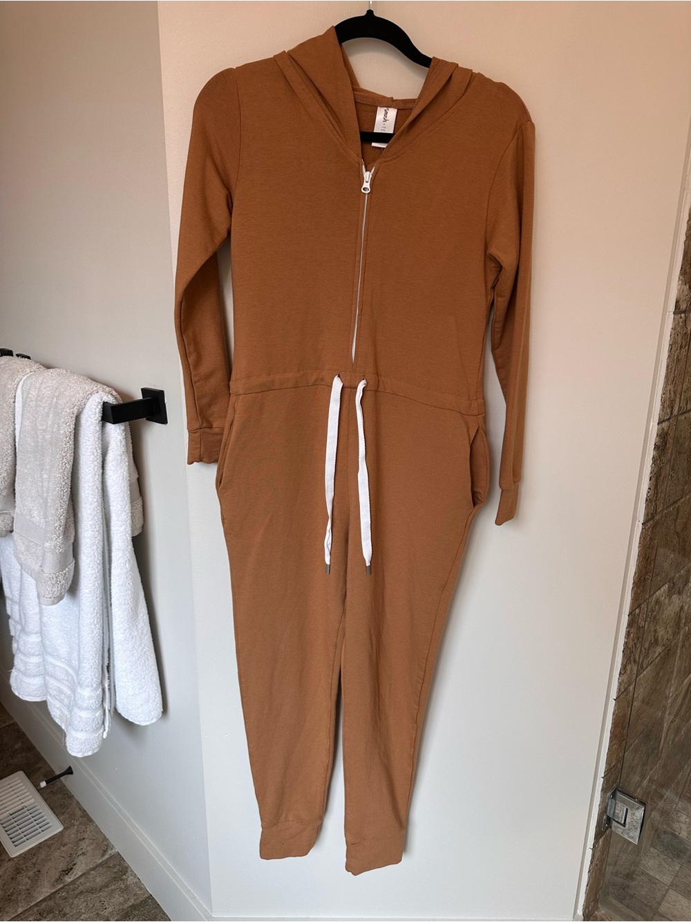 Smash + Tess Camel Hooded Zip Romper